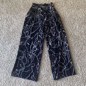 Lulus-Abstract Expressions Black Print High-Waisted Trouser Pants